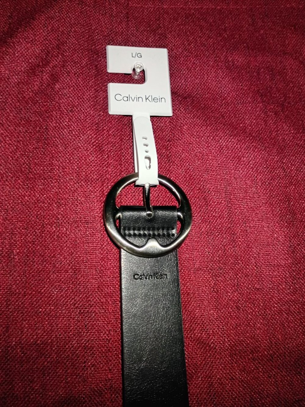 Calvin Klein Black Leather Belt (Silver Round Buckle)